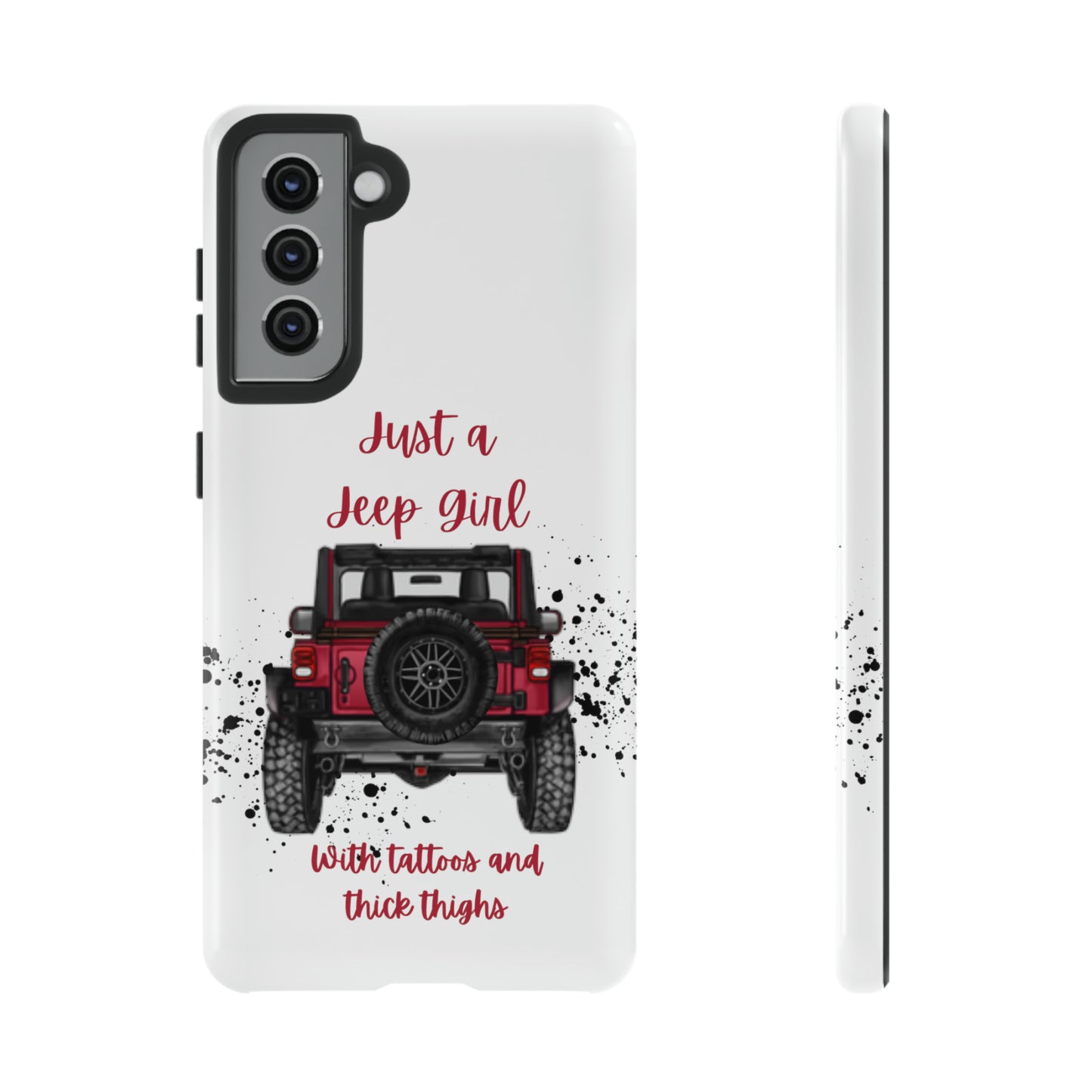 Off Road Girl with Tattoos and Thick Thighs Red Protective Phone Case