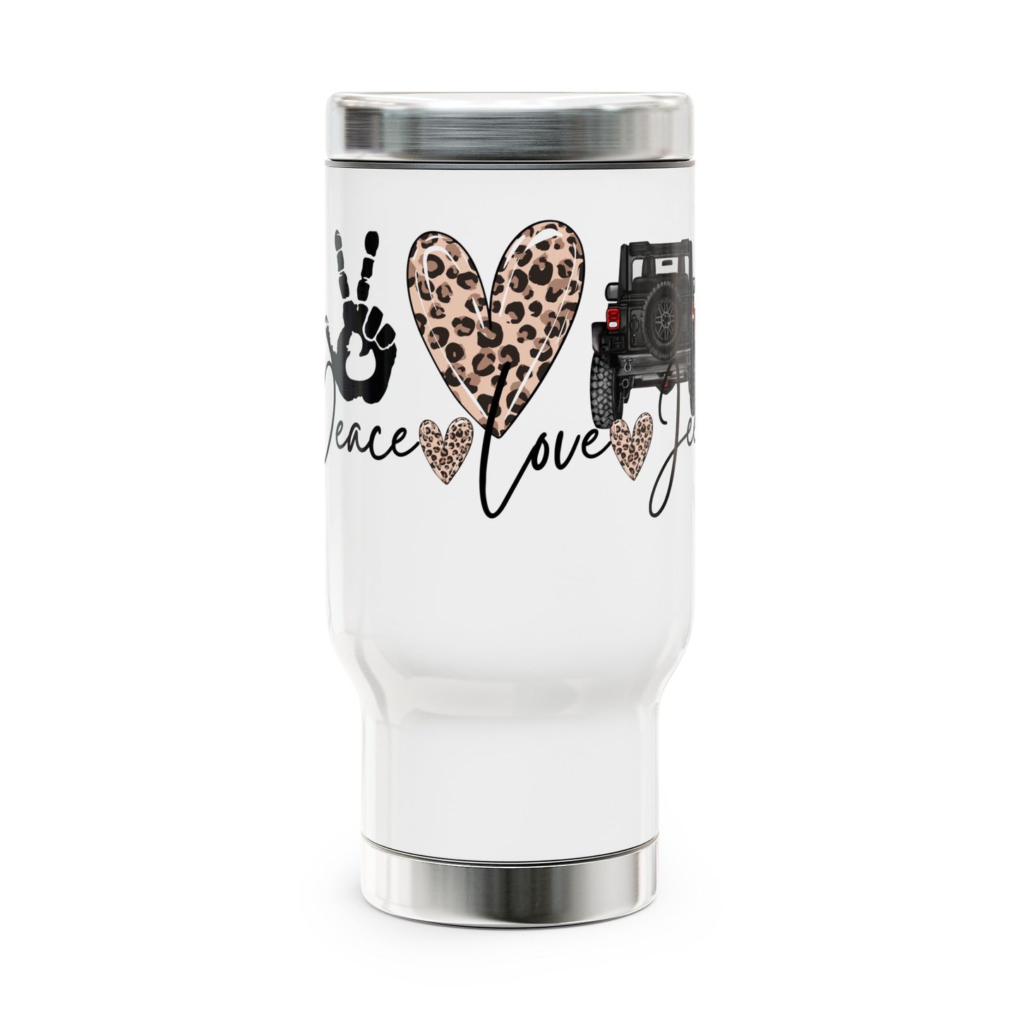 Pease Love Jeep Stainless Steel Travel Mug with Handle, 14oz