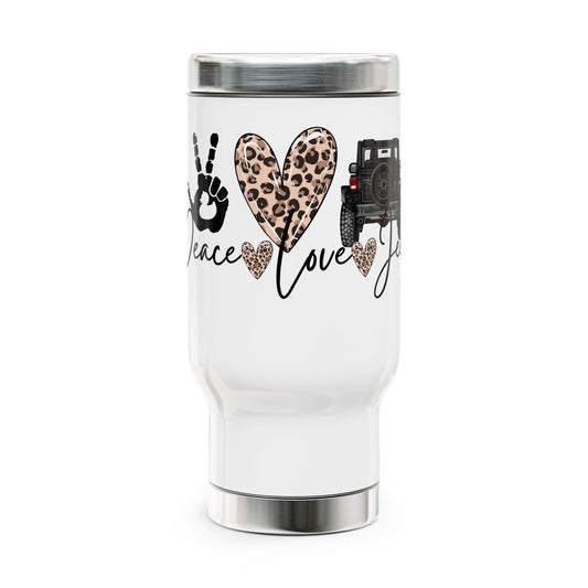 Pease Love Jeep Stainless Steel Travel Mug with Handle, 14oz