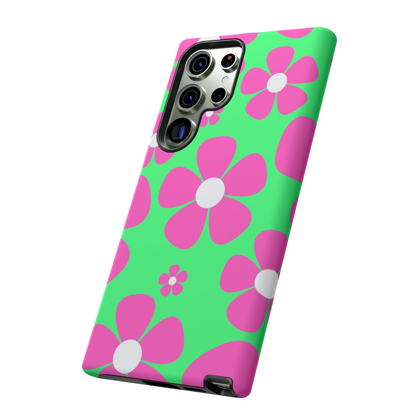 Green with pink flowers protective case