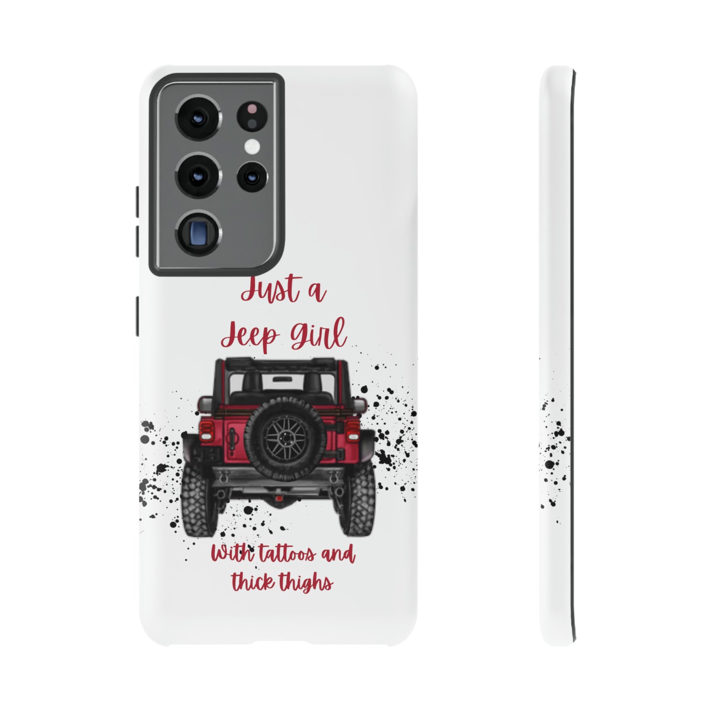 Off Road Girl with Tattoos and Thick Thighs Red Protective Phone Case