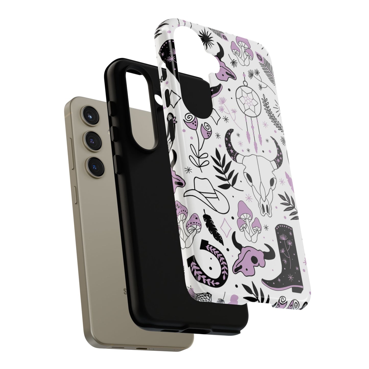 Purple and Black Western Protective Drop Proof Case Iphone, Samsung and Google phones