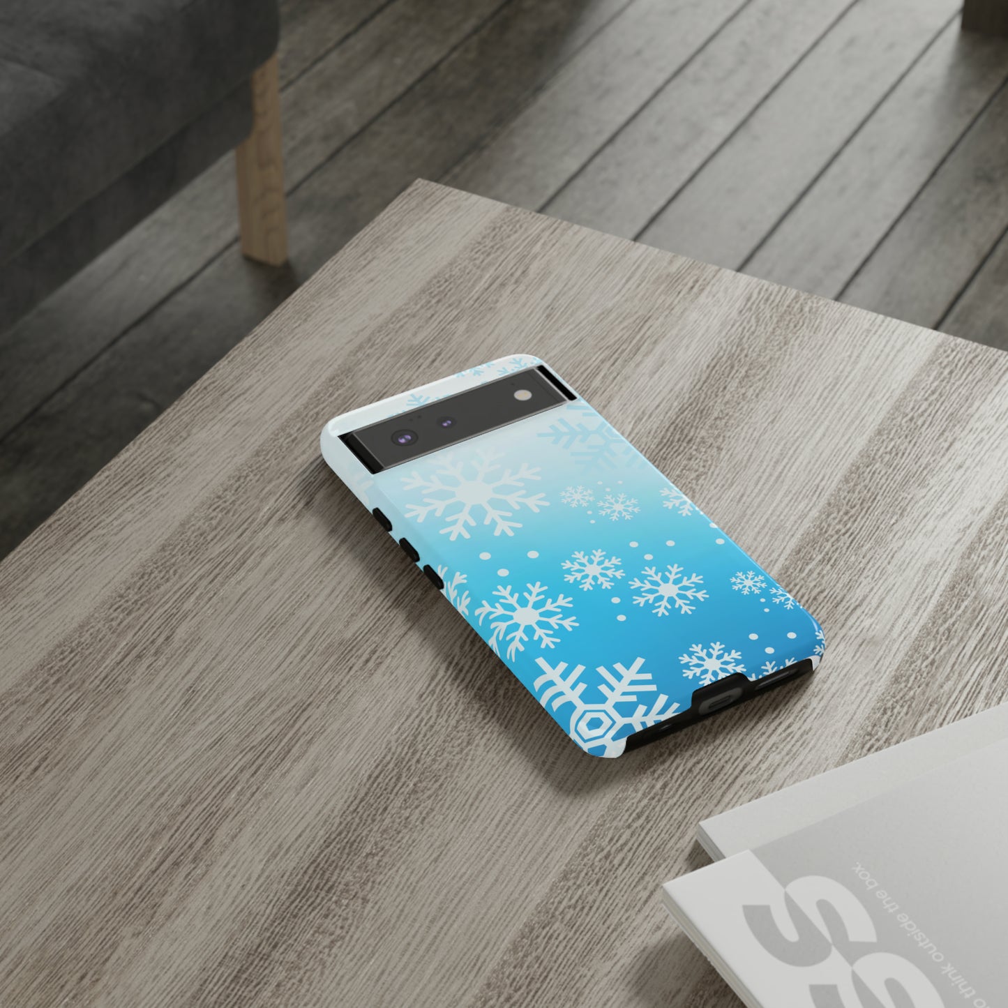 Winter, frozen, snowflake ombré protective phone case for Google, Samsung and IPhone