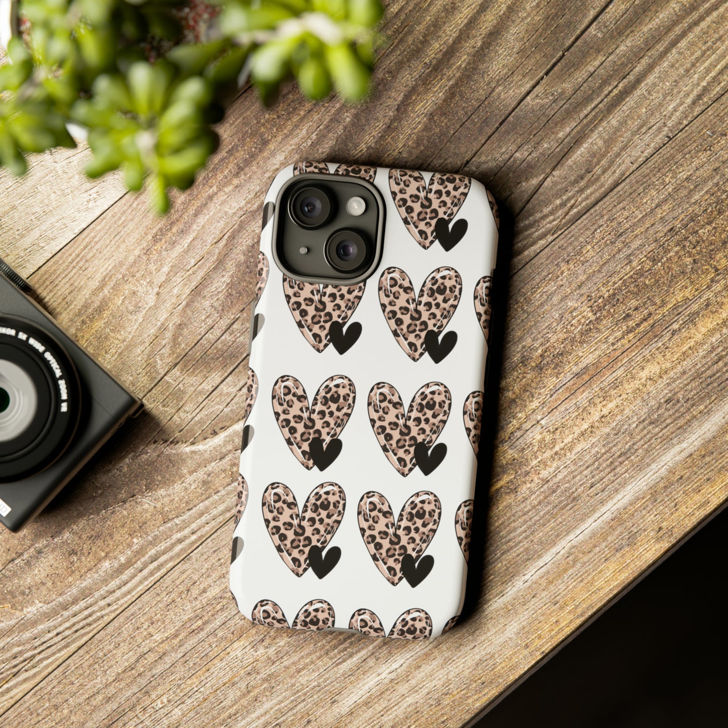 Leopard Hearts Protective Case for IPhone. Samsung and Google phones