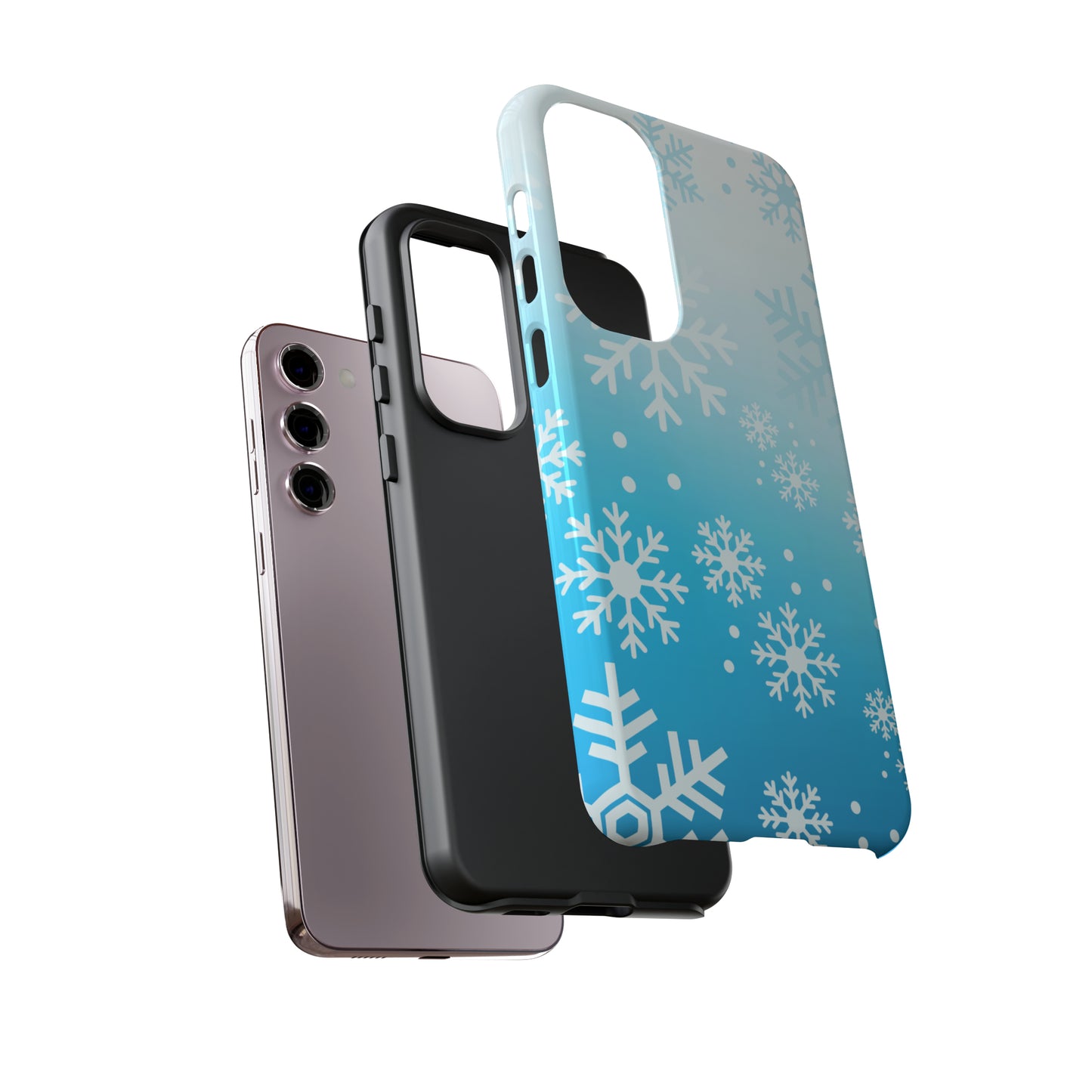 Winter, frozen, snowflake ombré protective phone case for Google, Samsung and IPhone