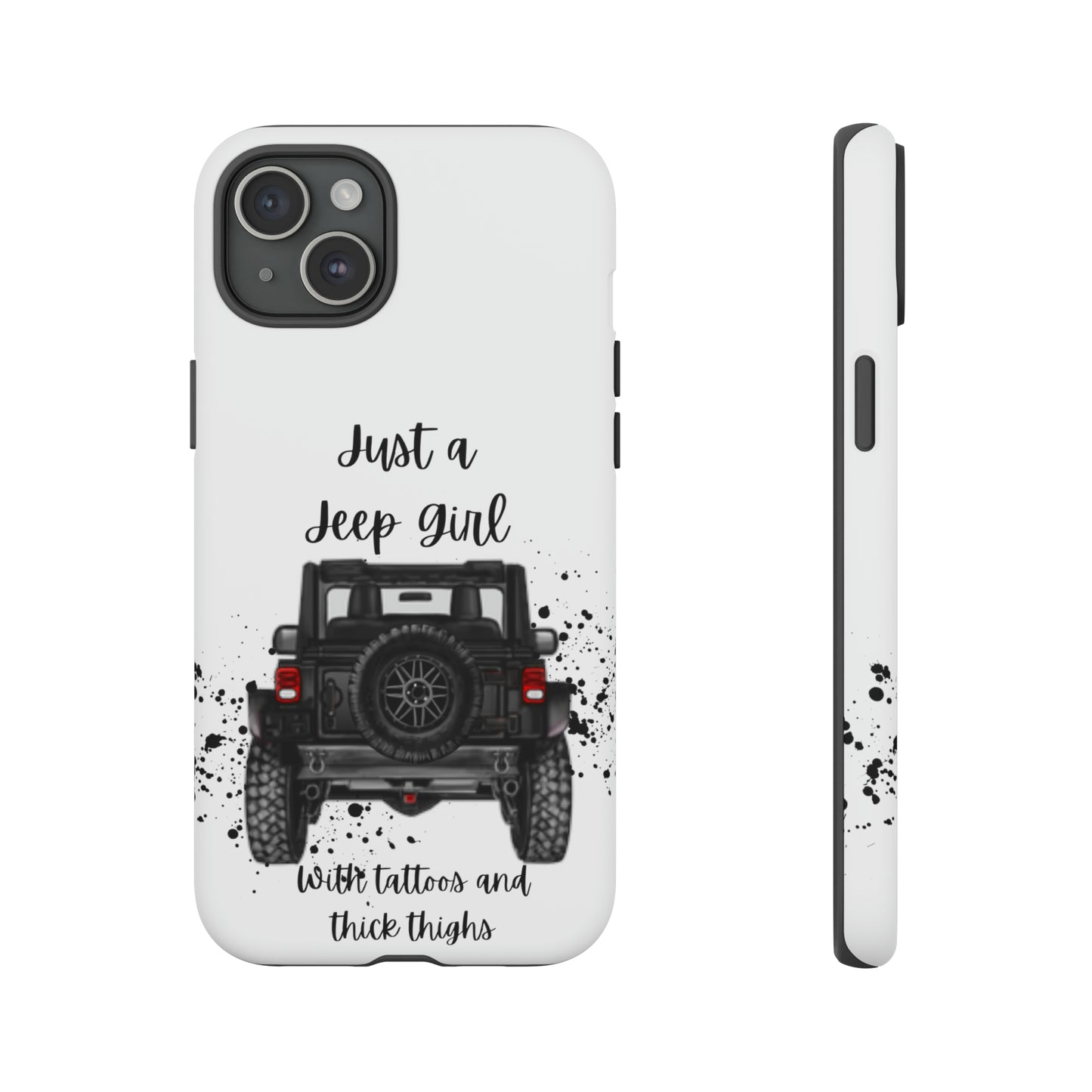 Off Road Girl with Tattoos and Thick Thighs Black Protective Phone Case