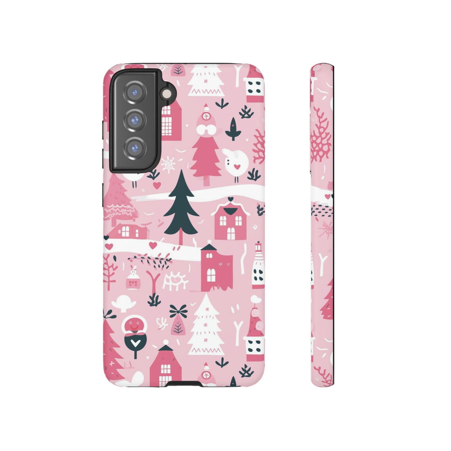 Pink Christmas Design Protective Case for Iphone, Samsung and Google Phones