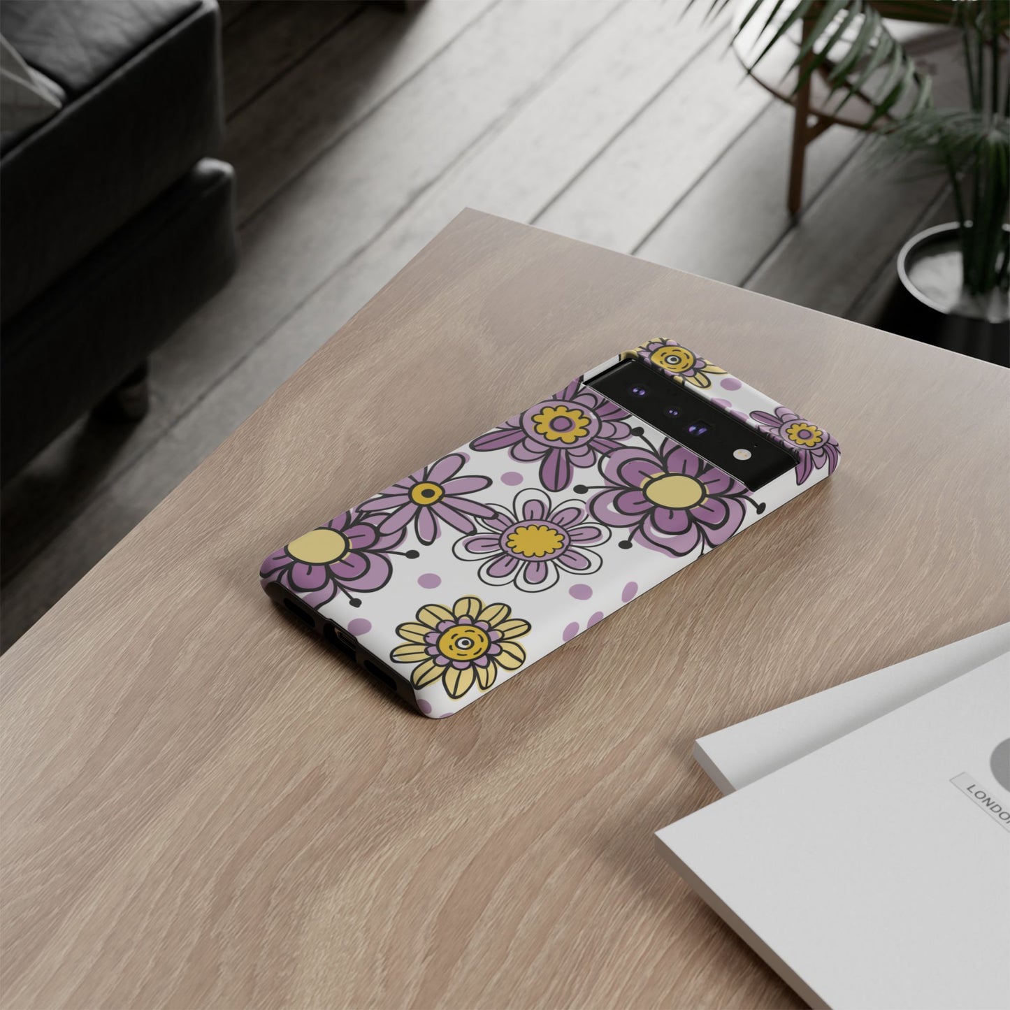 Purple Flowers Protective Phone Case