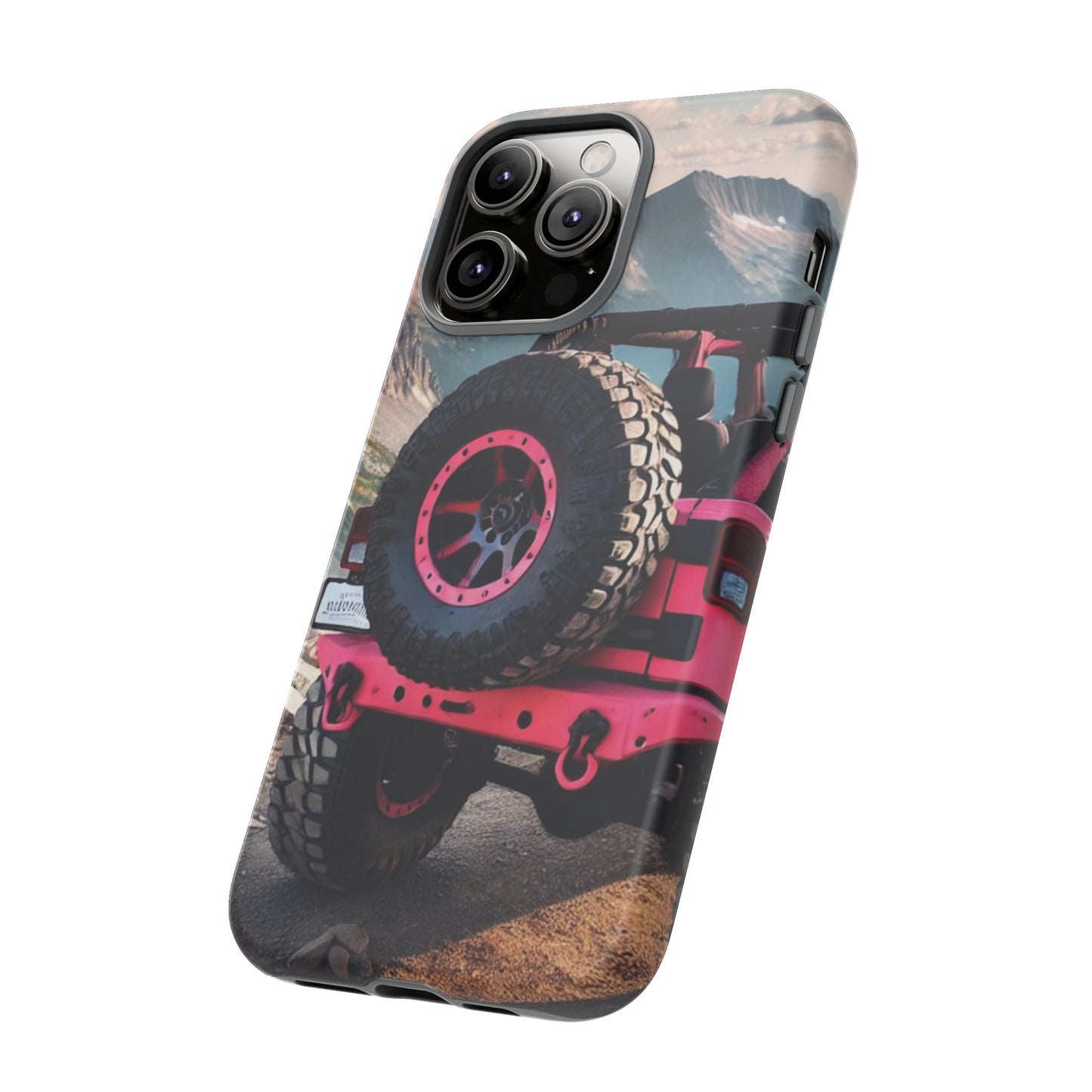 Pink Jeep Tire Protective Phone Case