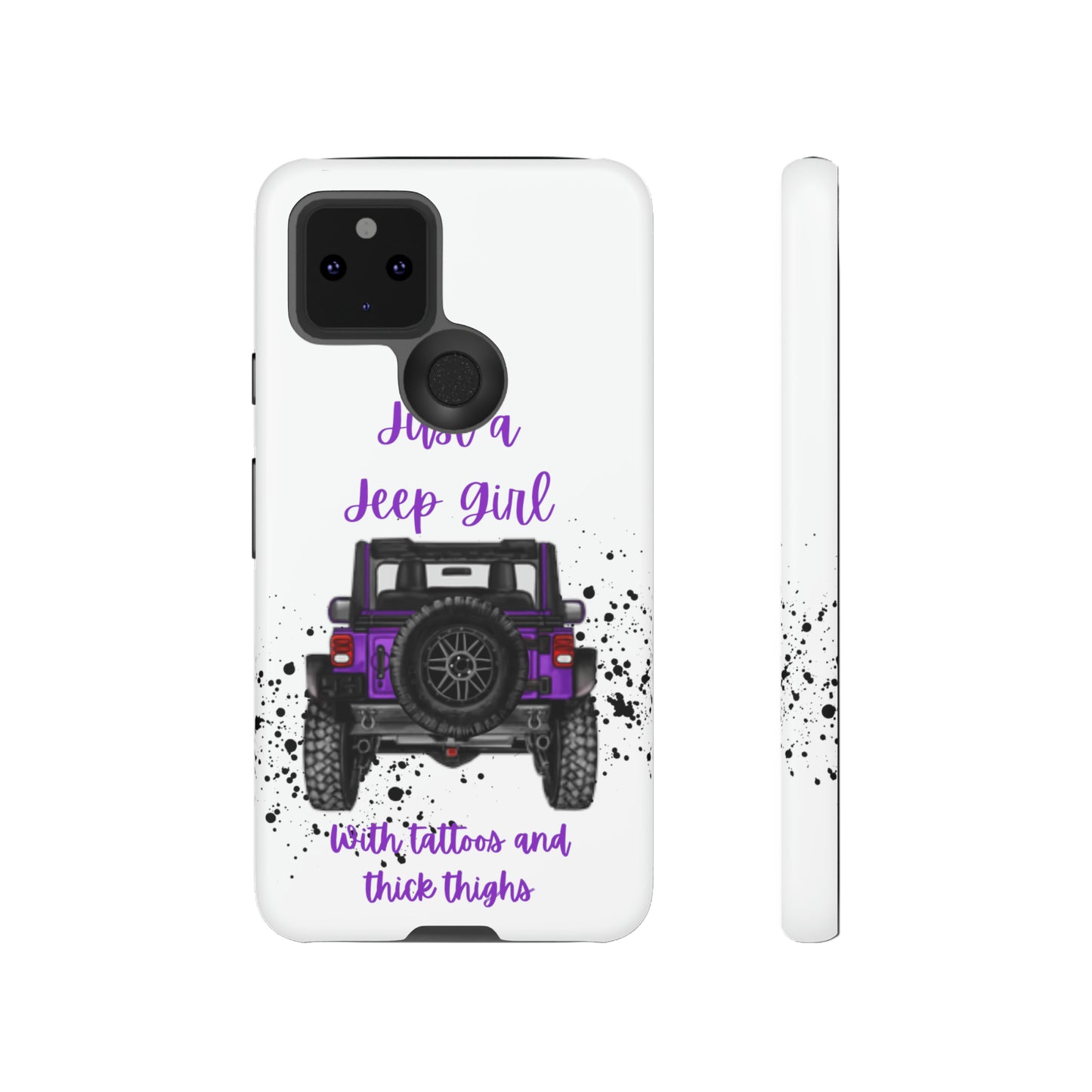 Off Road Girl with Tattoos and Thick Thighs Purple Protective Phone Case