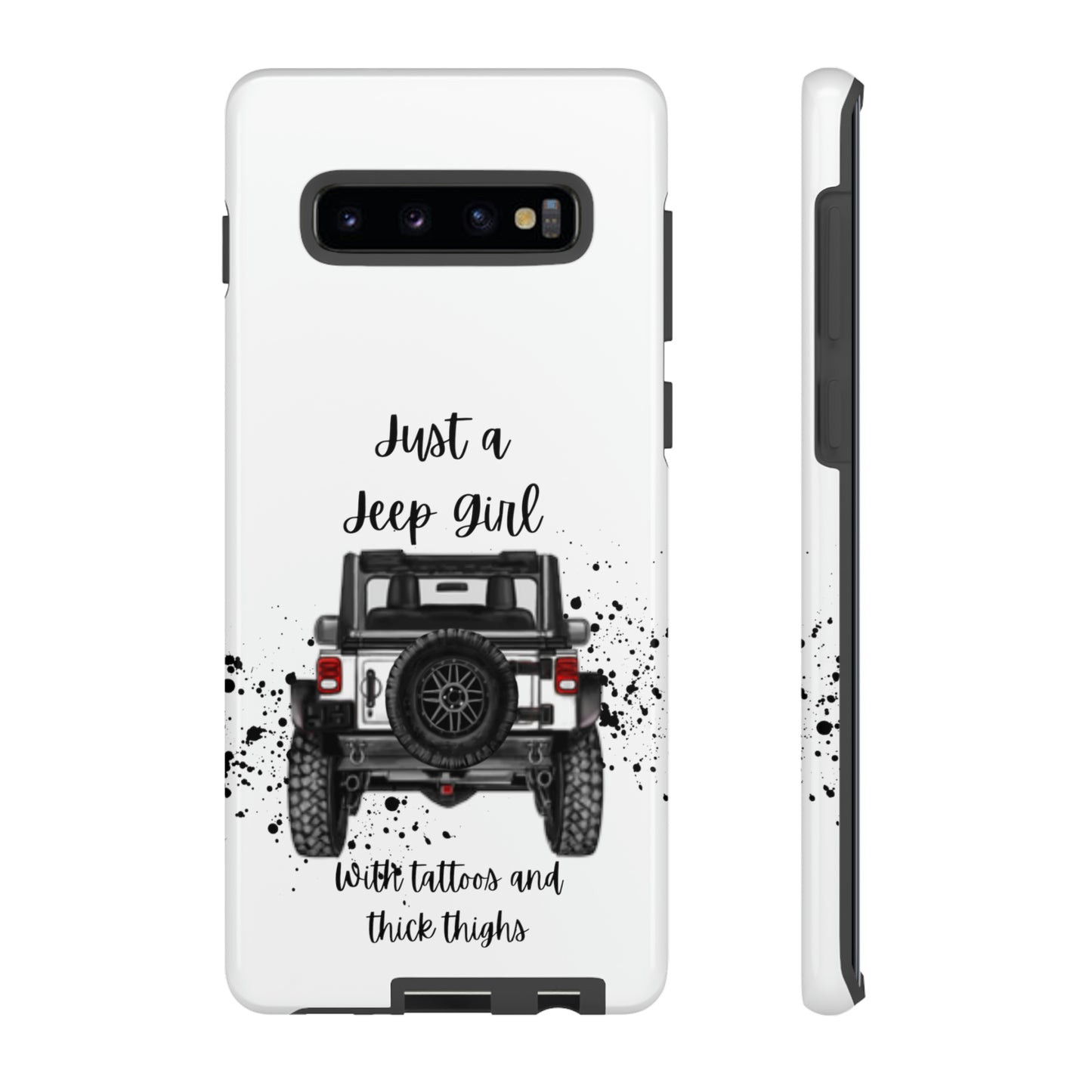 Off Road Girl with Tattoos and Thick Thighs Black Protective Phone Case