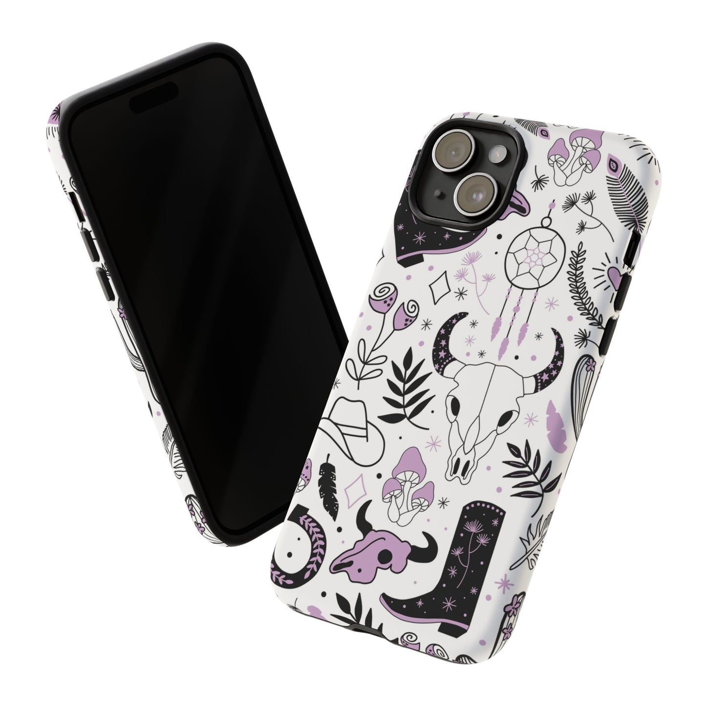 Purple and Black Western Protective Drop Proof Case Iphone, Samsung and Google phones