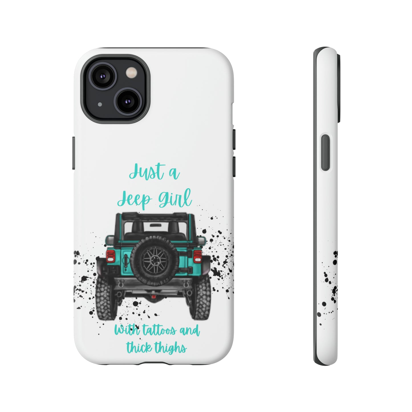 Off Road Girl with Tattoos and Thick Thighs Turquoise Protective Phone Case