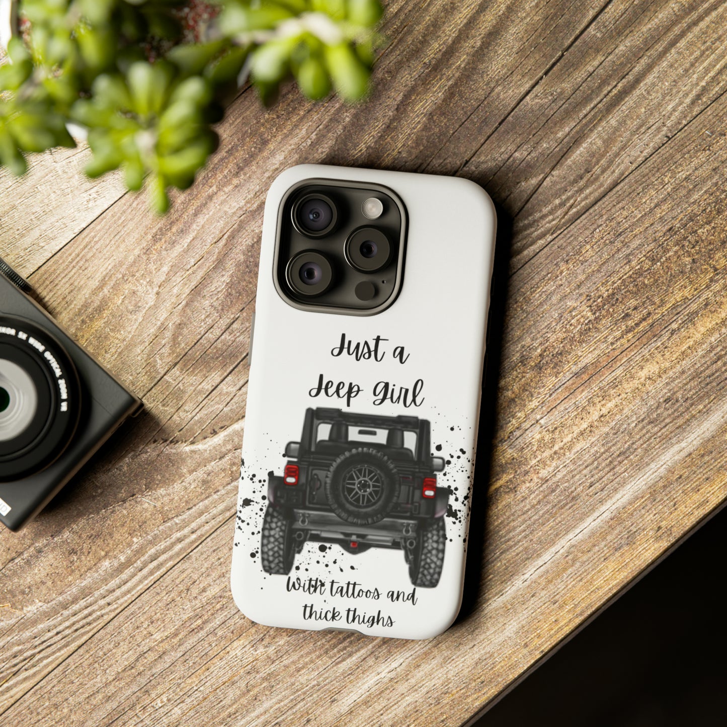 Off Road Girl with Tattoos and Thick Thighs Black Protective Phone Case