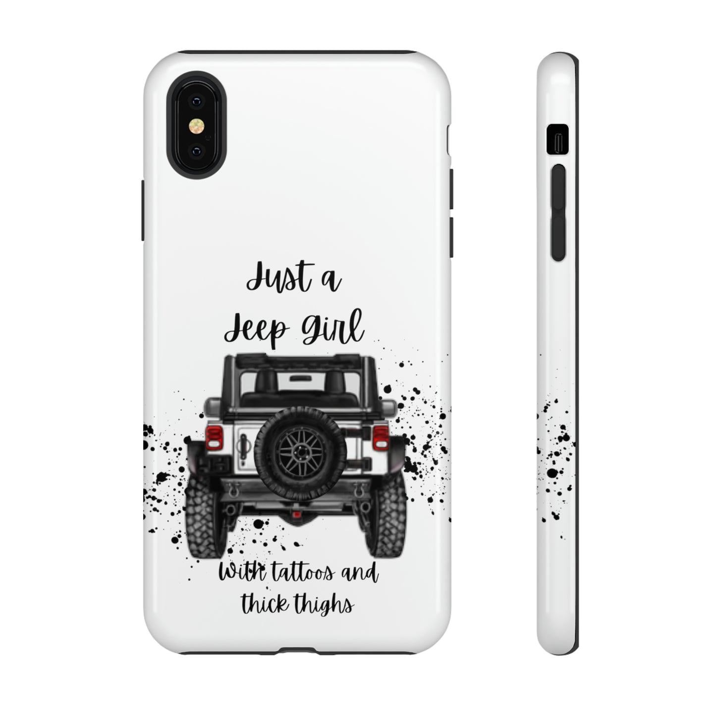 Off Road Girl with Tattoos and Thick Thighs Black Protective Phone Case