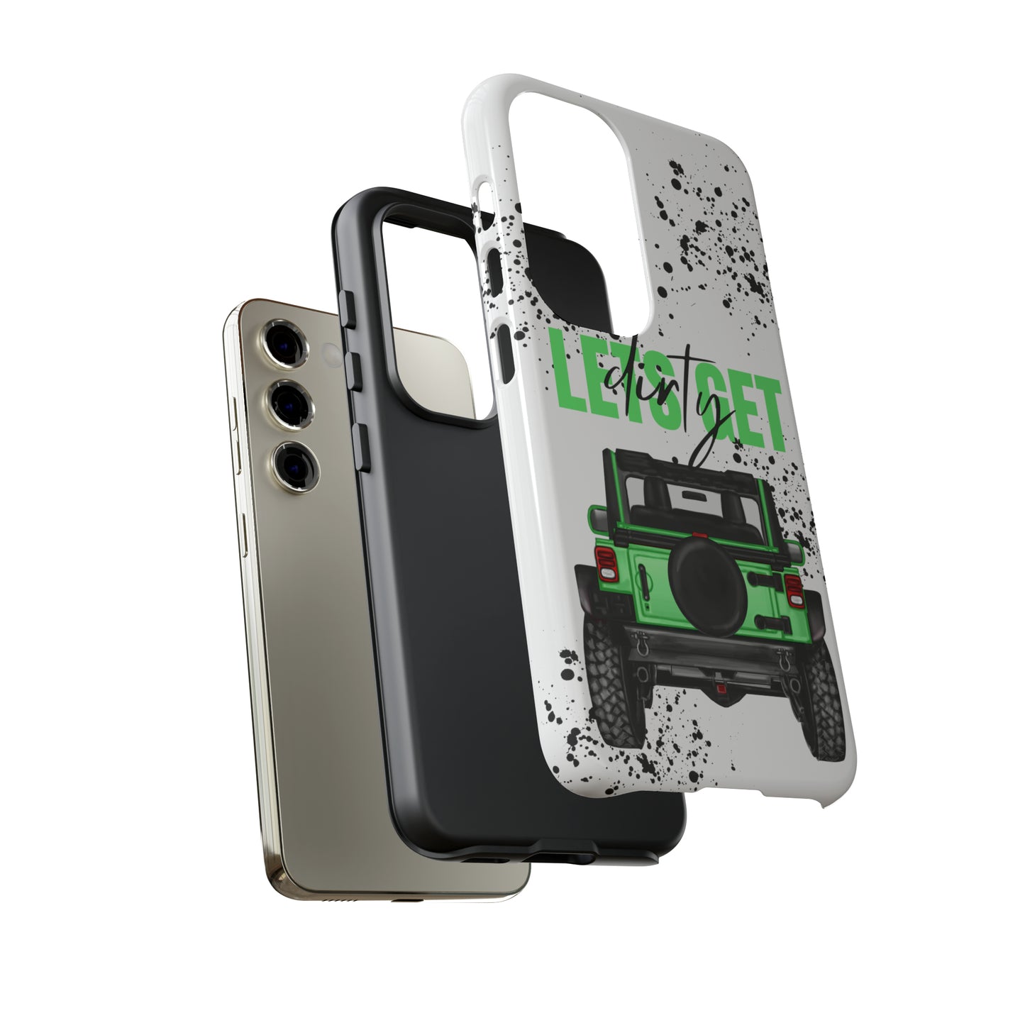 Lets Get Dirty Off Road Green Splatter Protective Phone Case