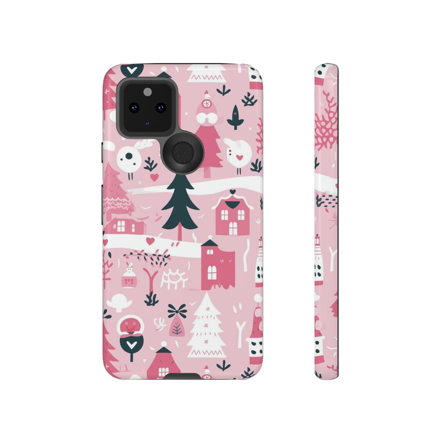 Pink Christmas Design Protective Case for Iphone, Samsung and Google Phones