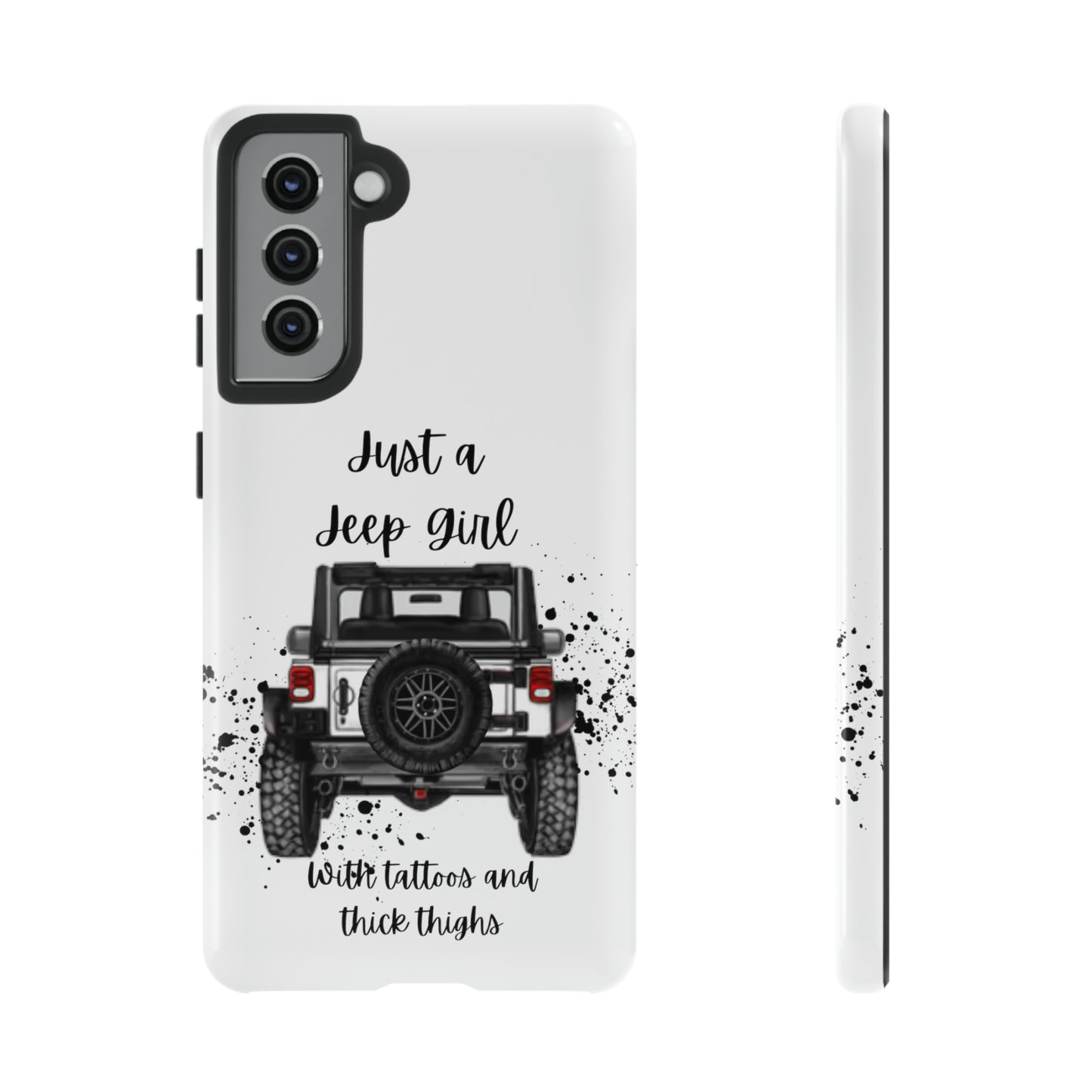 Off Road Girl with Tattoos and Thick Thighs Black Protective Phone Case