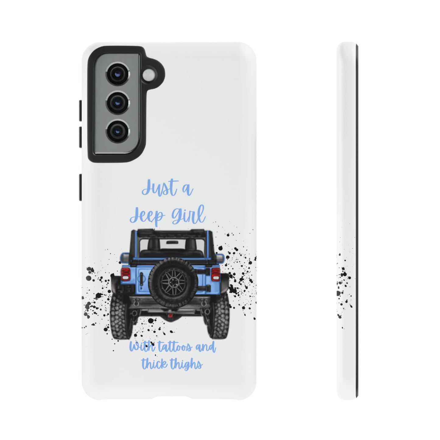 Off Road Girl with Tattoos and Thick Thighs Blue Protective Phone Case