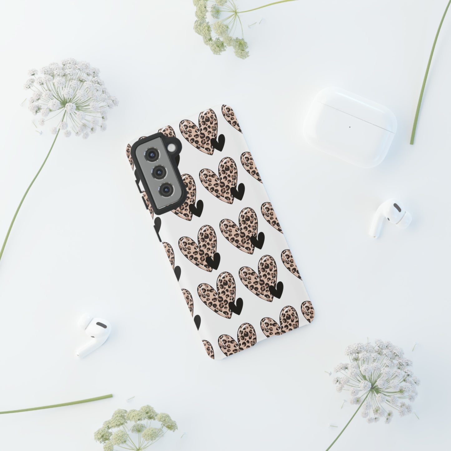 Leopard Hearts Protective Case for IPhone. Samsung and Google phones