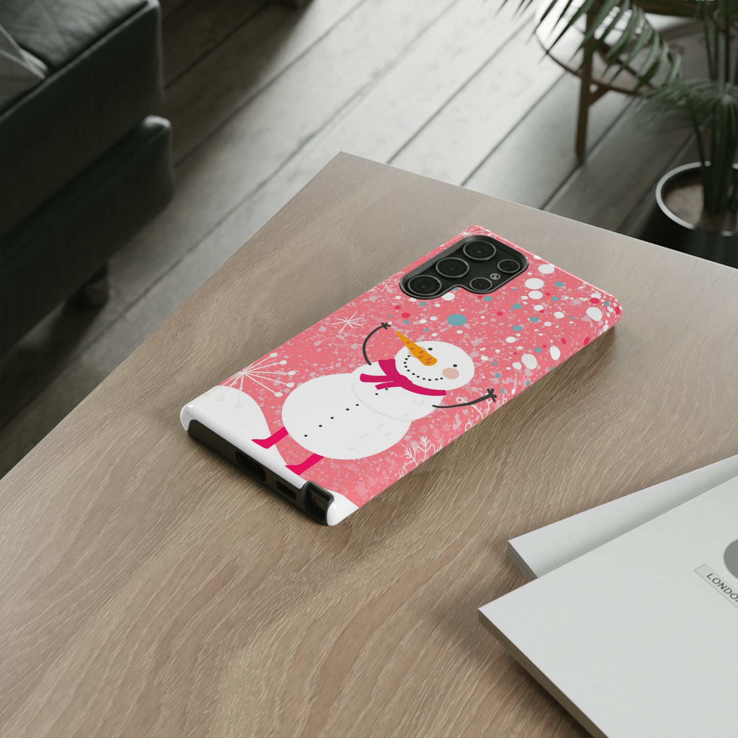 Pink Snowman Protective Case for Iphone, Samsung and a Google phones