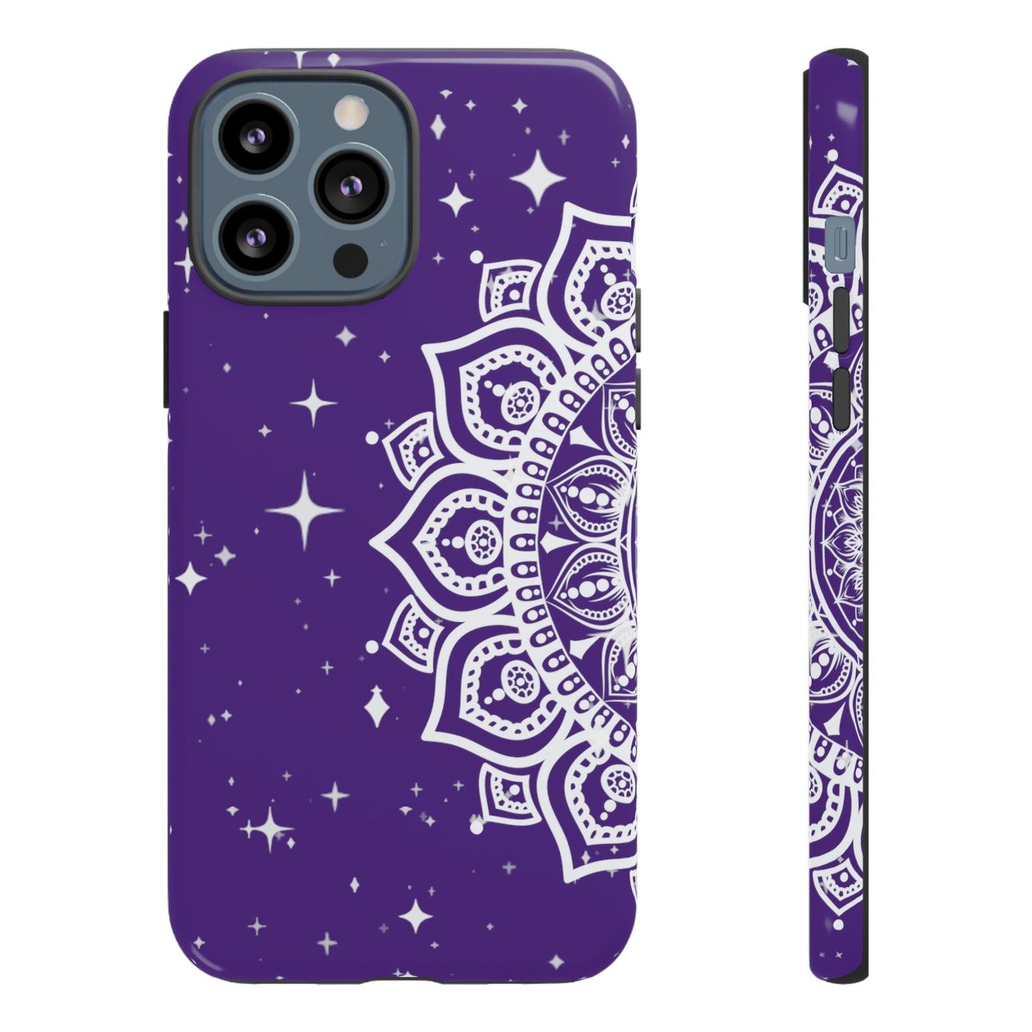 Purple mandala protective phone case for iPhone, Samsung and Google