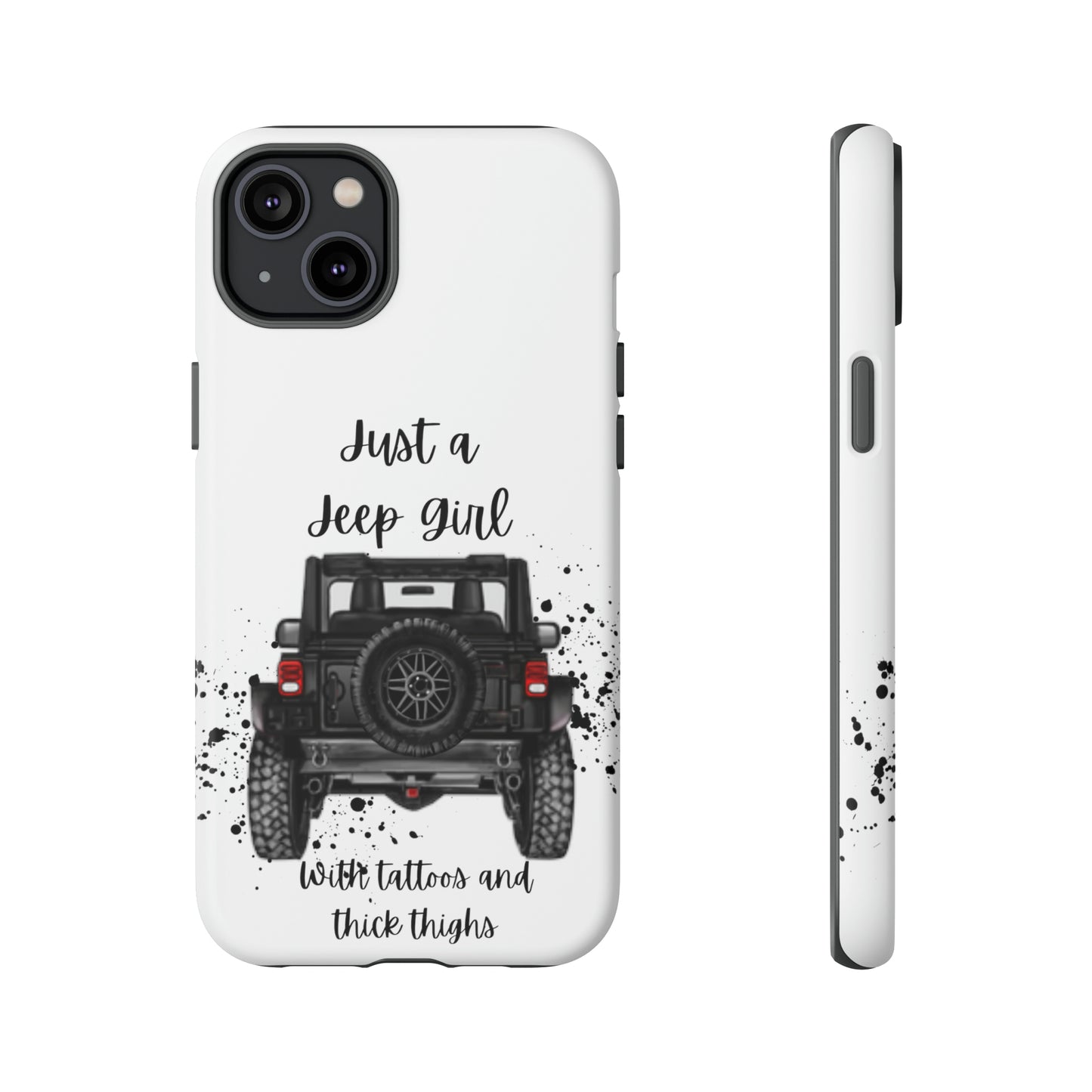 Off Road Girl with Tattoos and Thick Thighs Black Protective Phone Case