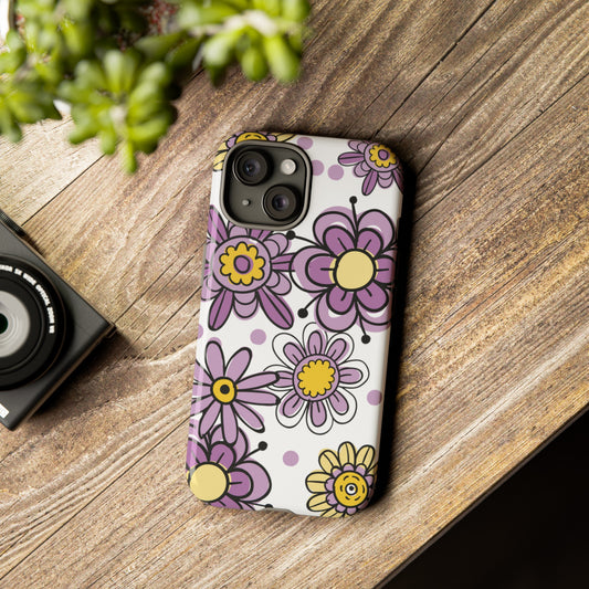 Purple Flowers Protective Phone Case