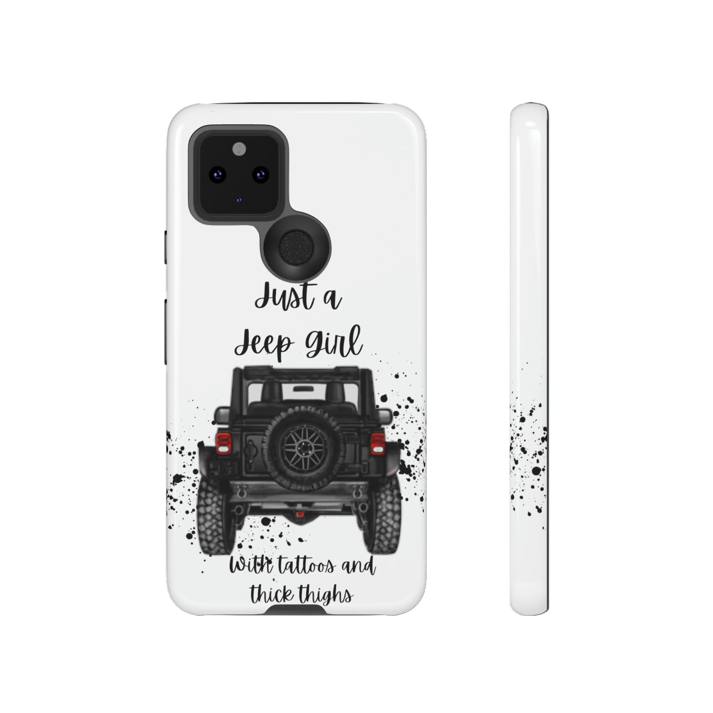 Off Road Girl with Tattoos and Thick Thighs Black Protective Phone Case