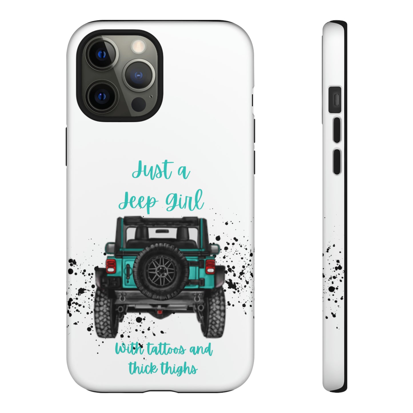 Off Road Girl with Tattoos and Thick Thighs Turquoise Protective Phone Case