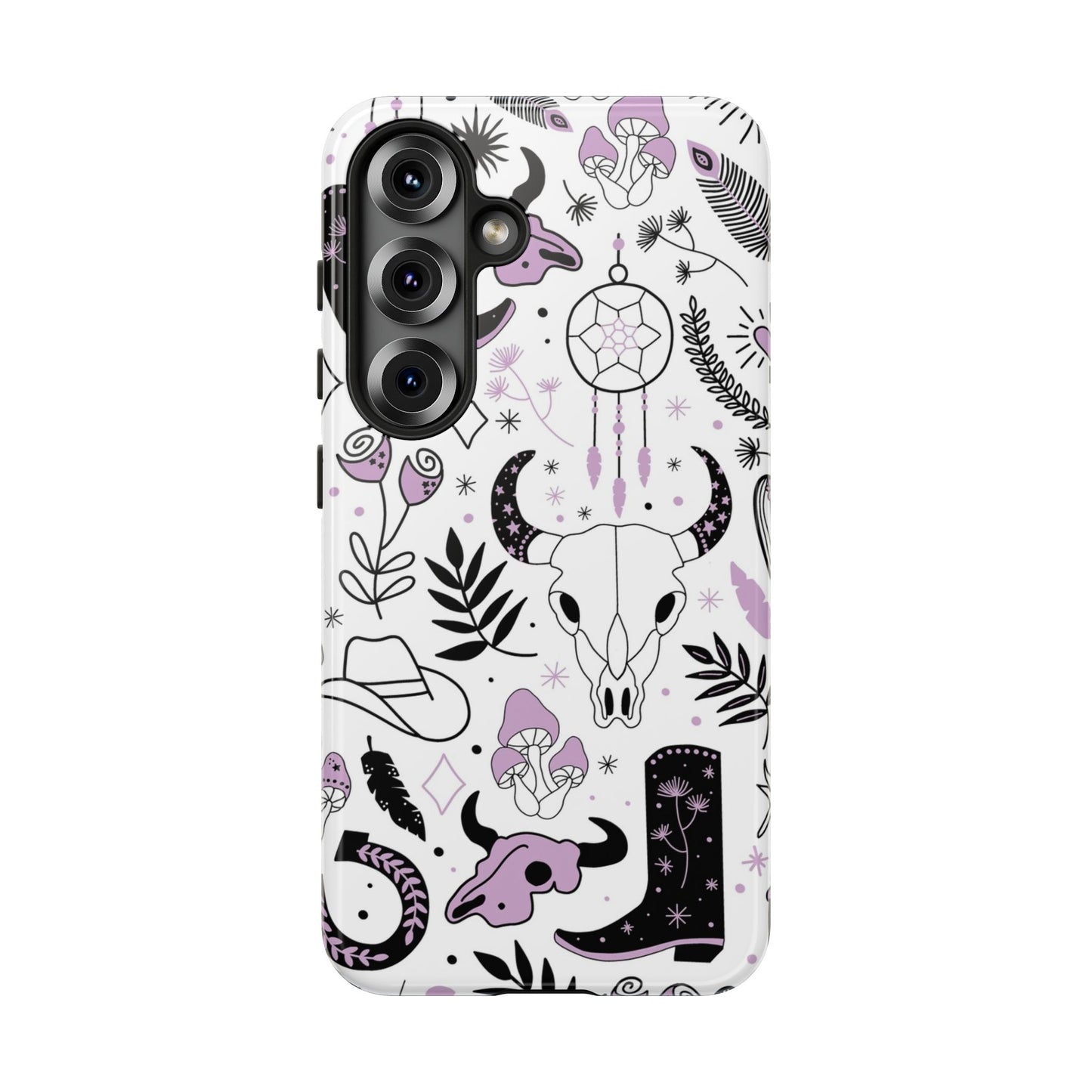Purple and Black Western Protective Drop Proof Case Iphone, Samsung and Google phones