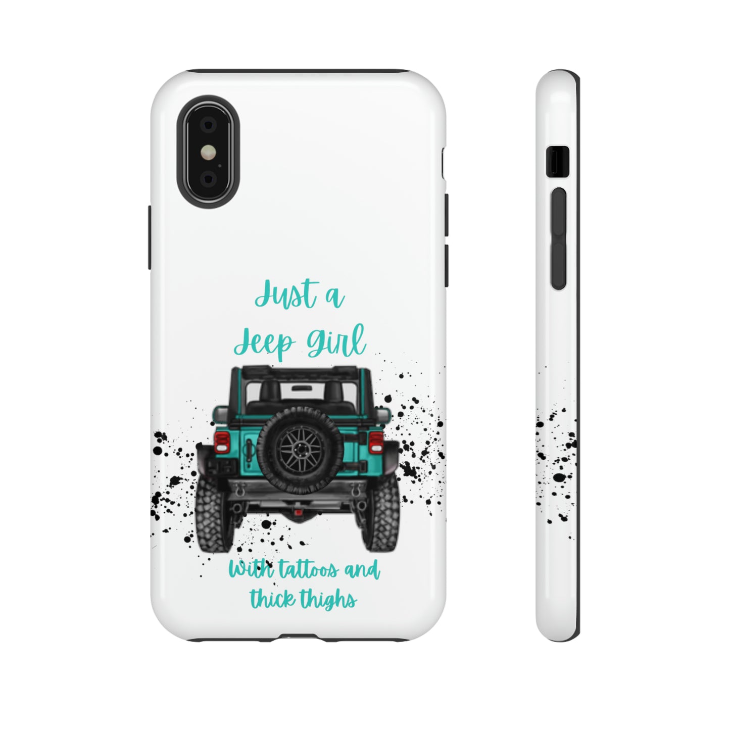 Off Road Girl with Tattoos and Thick Thighs Turquoise Protective Phone Case