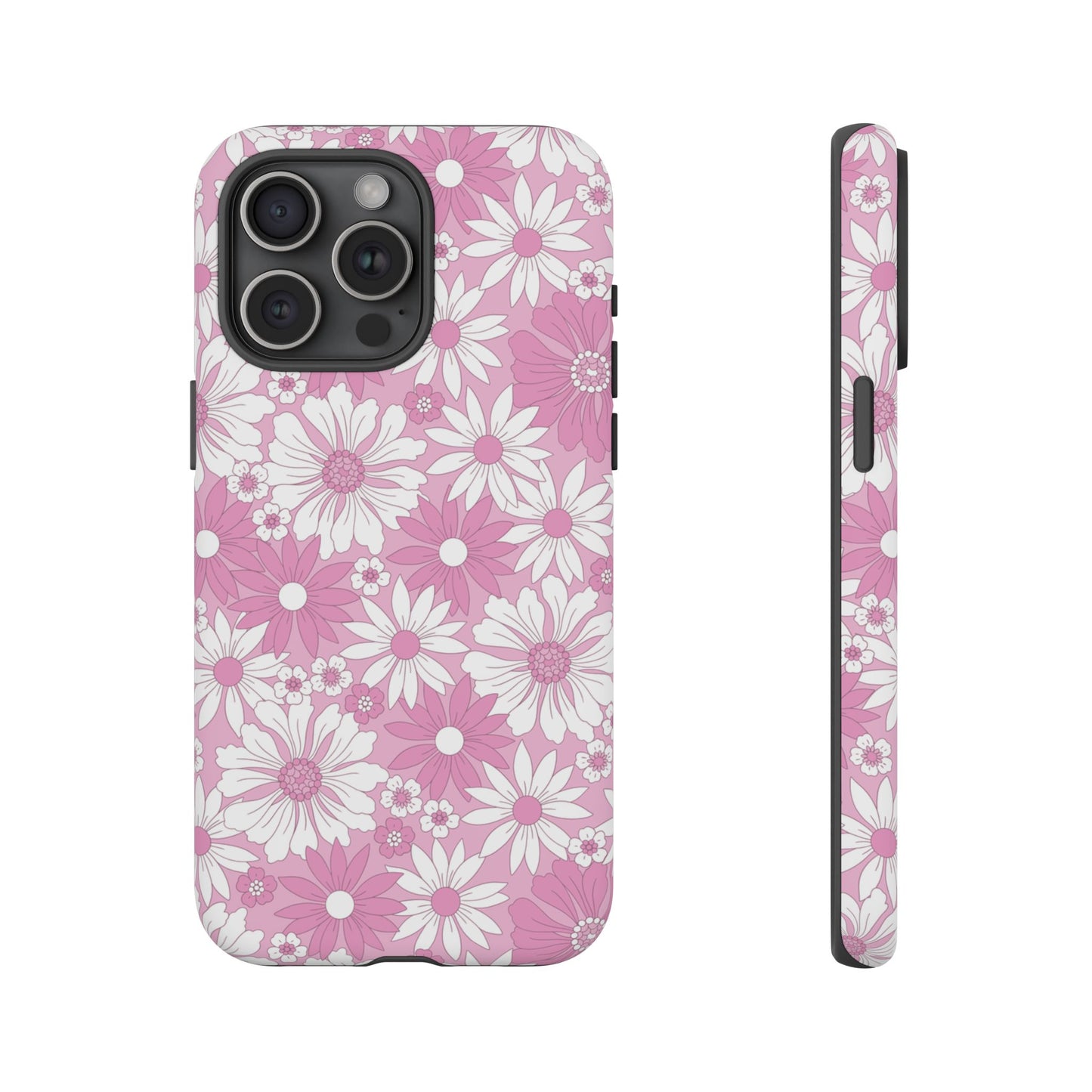Pink and White Flowers Protective Phone Case