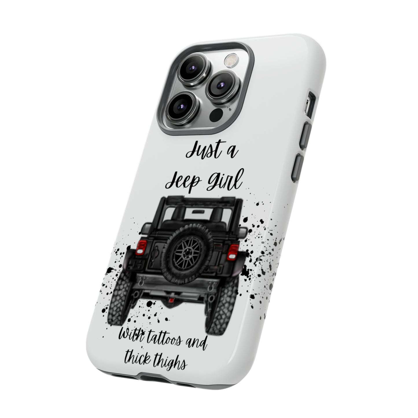 Off Road Girl with Tattoos and Thick Thighs Black Protective Phone Case