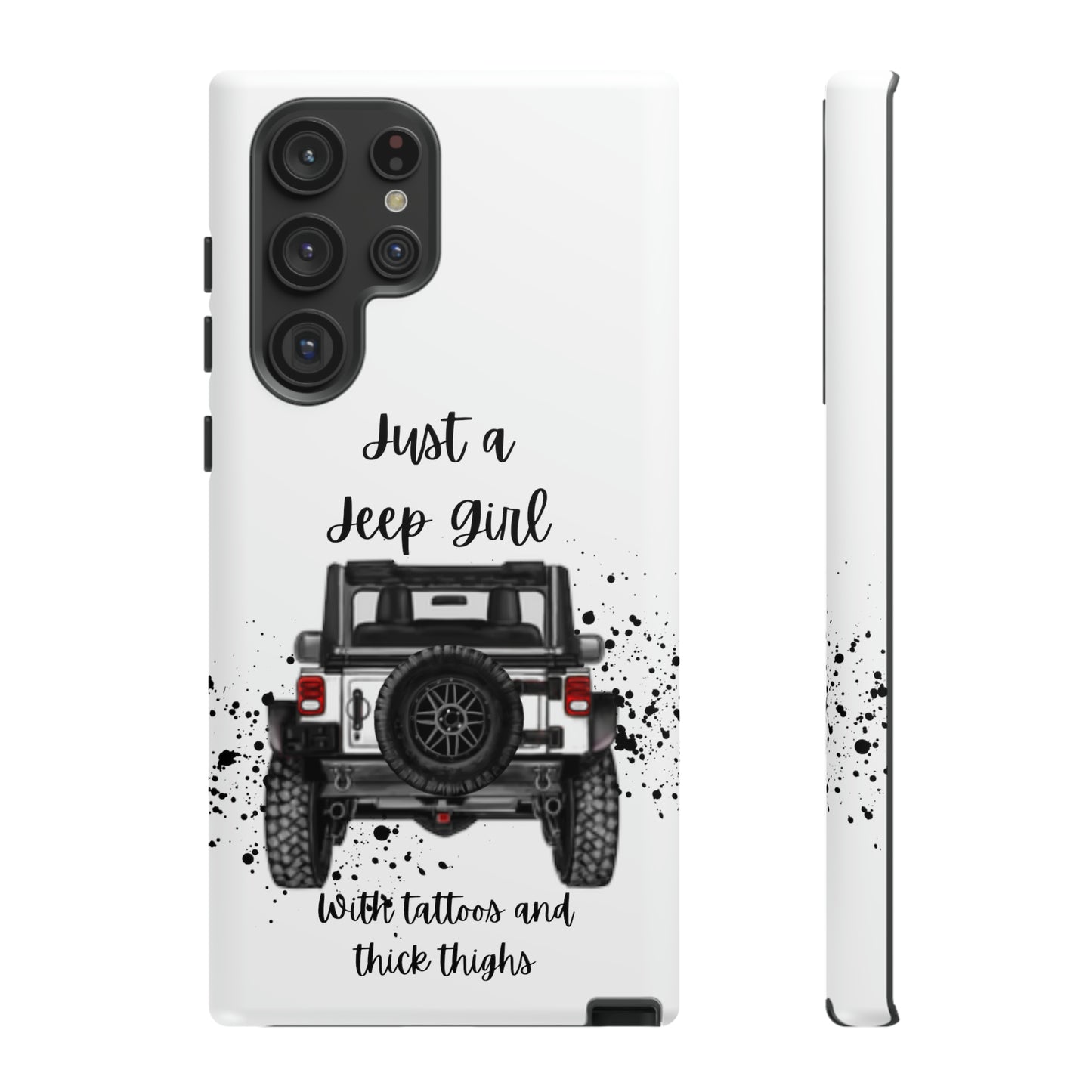 Off Road Girl with Tattoos and Thick Thighs Black Protective Phone Case