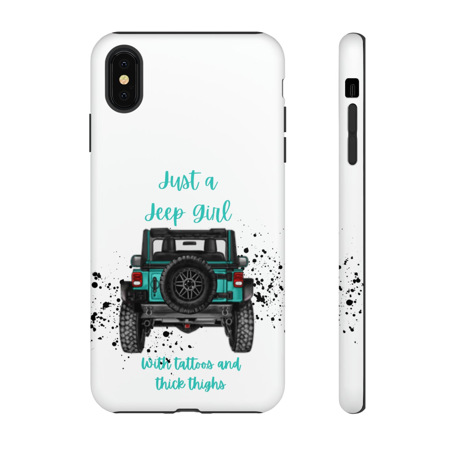 Off Road Girl with Tattoos and Thick Thighs Turquoise Protective Phone Case