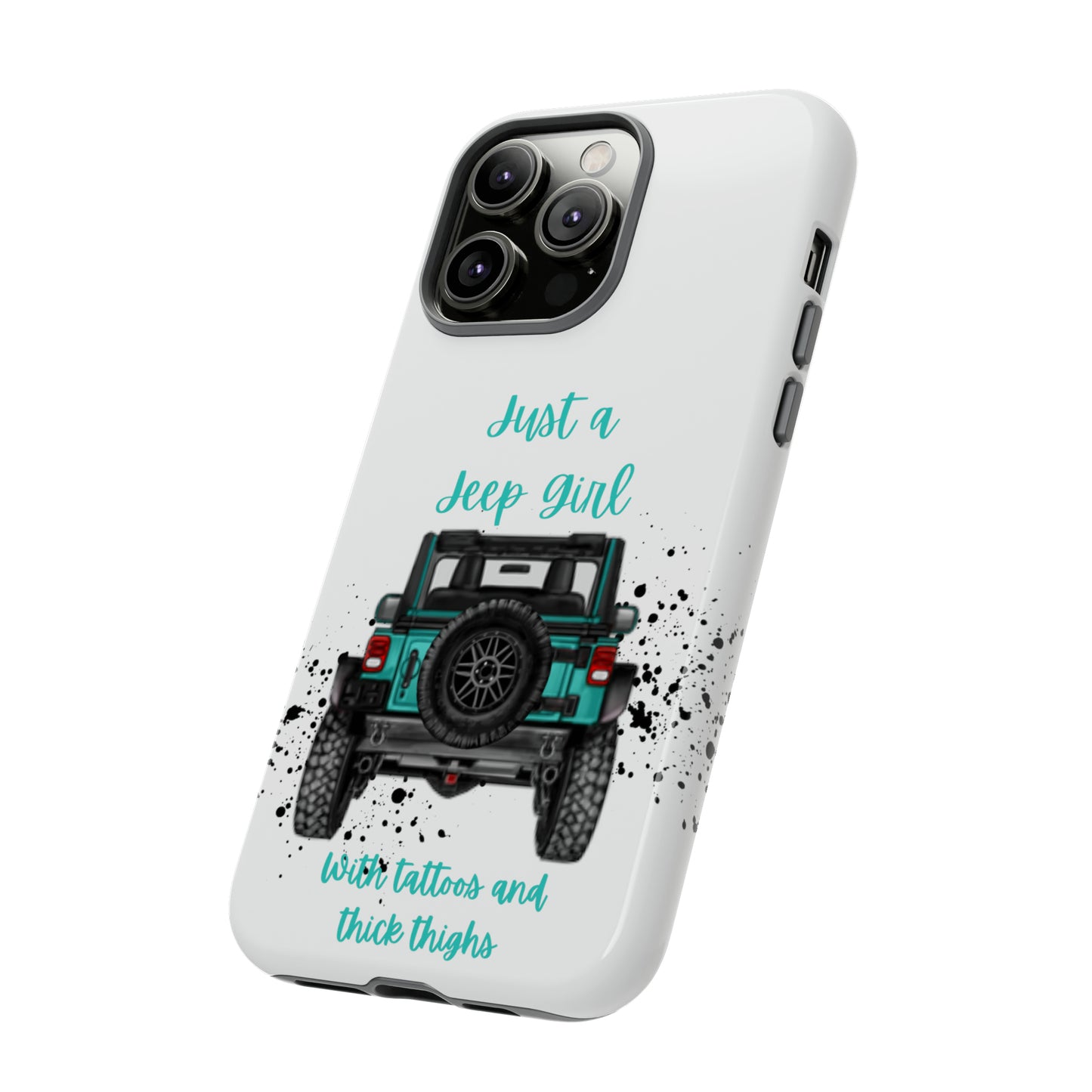 Off Road Girl with Tattoos and Thick Thighs Turquoise Protective Phone Case