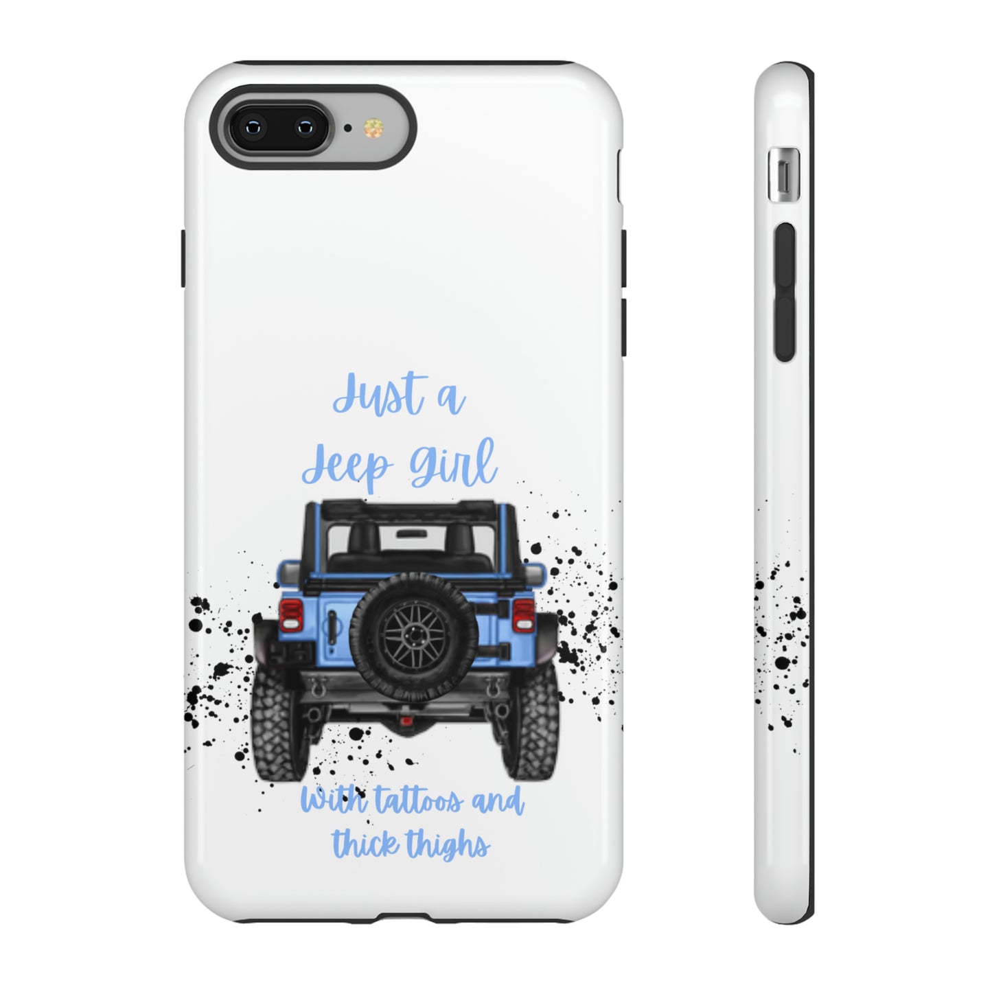 Off Road Girl with Tattoos and Thick Thighs Blue Protective Phone Case