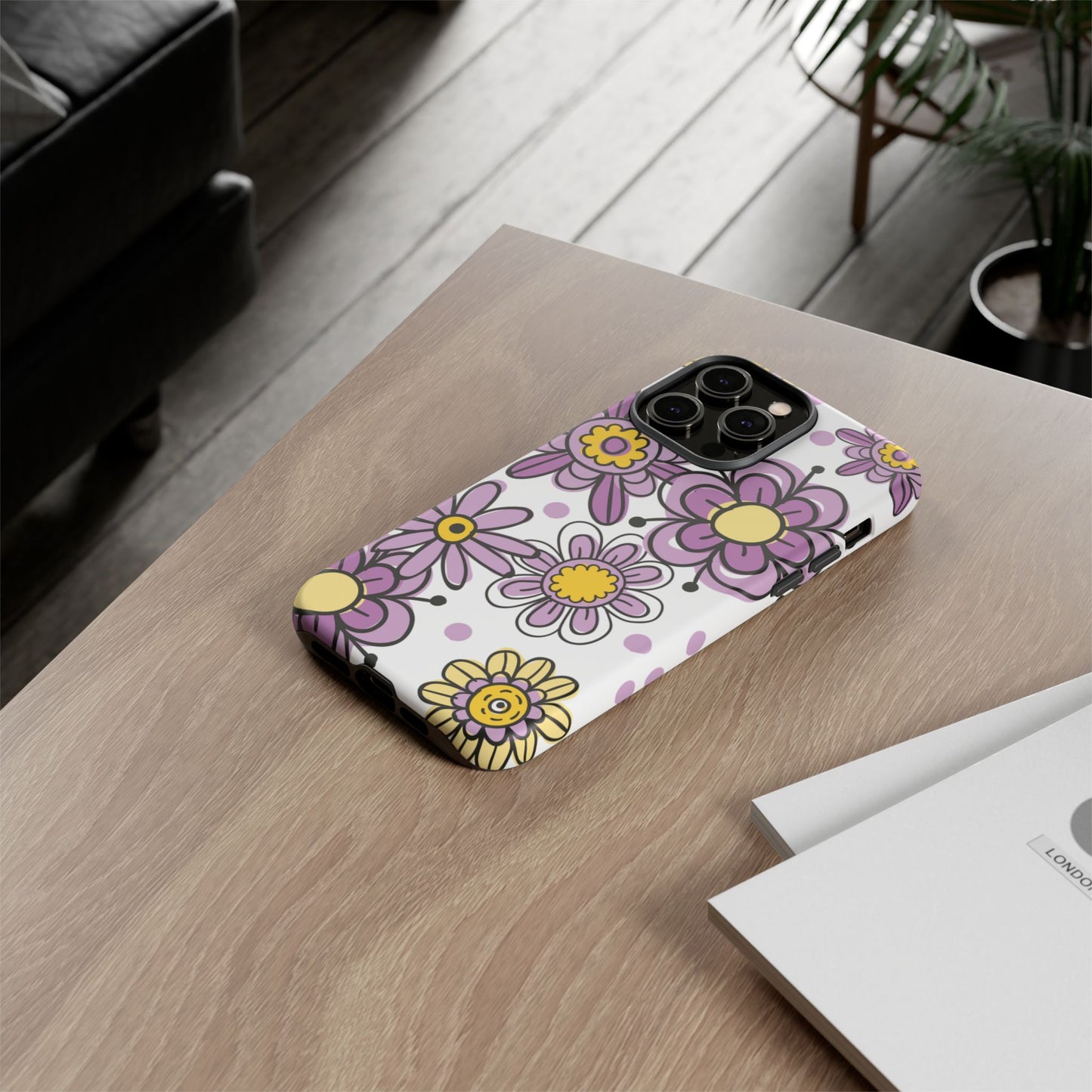 Purple Flowers Protective Phone Case