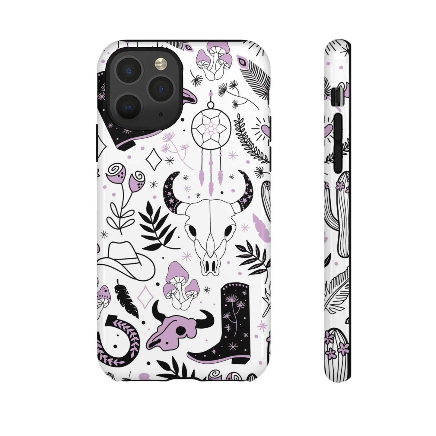 Purple and Black Western Protective Drop Proof Case Iphone, Samsung and Google phones