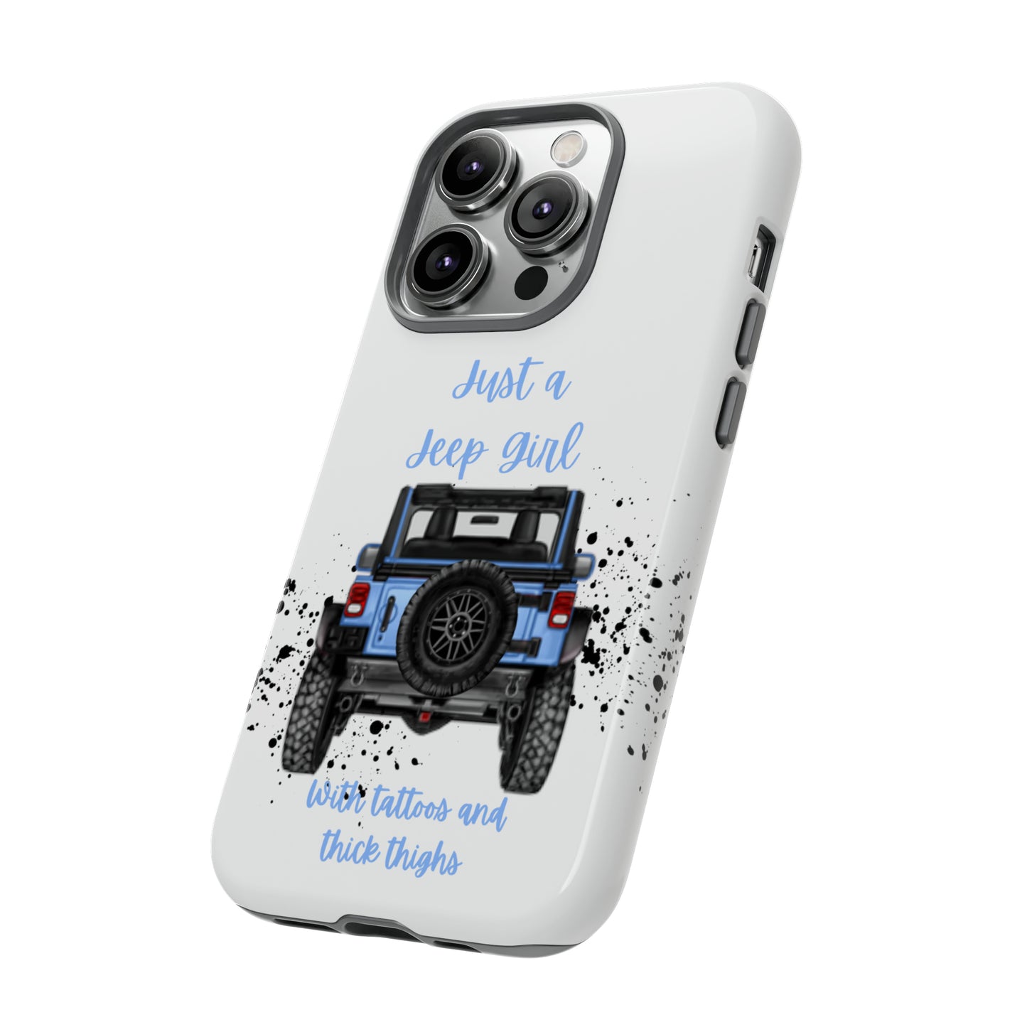 Off Road Girl with Tattoos and Thick Thighs Blue Protective Phone Case