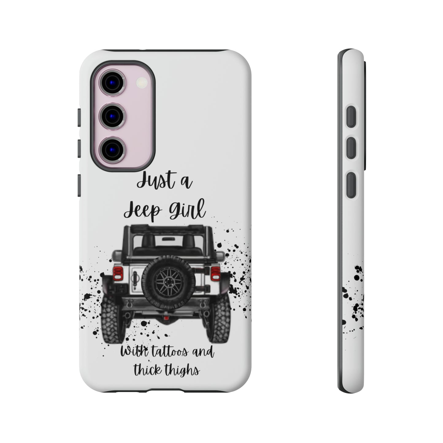 Off Road Girl with Tattoos and Thick Thighs Black Protective Phone Case