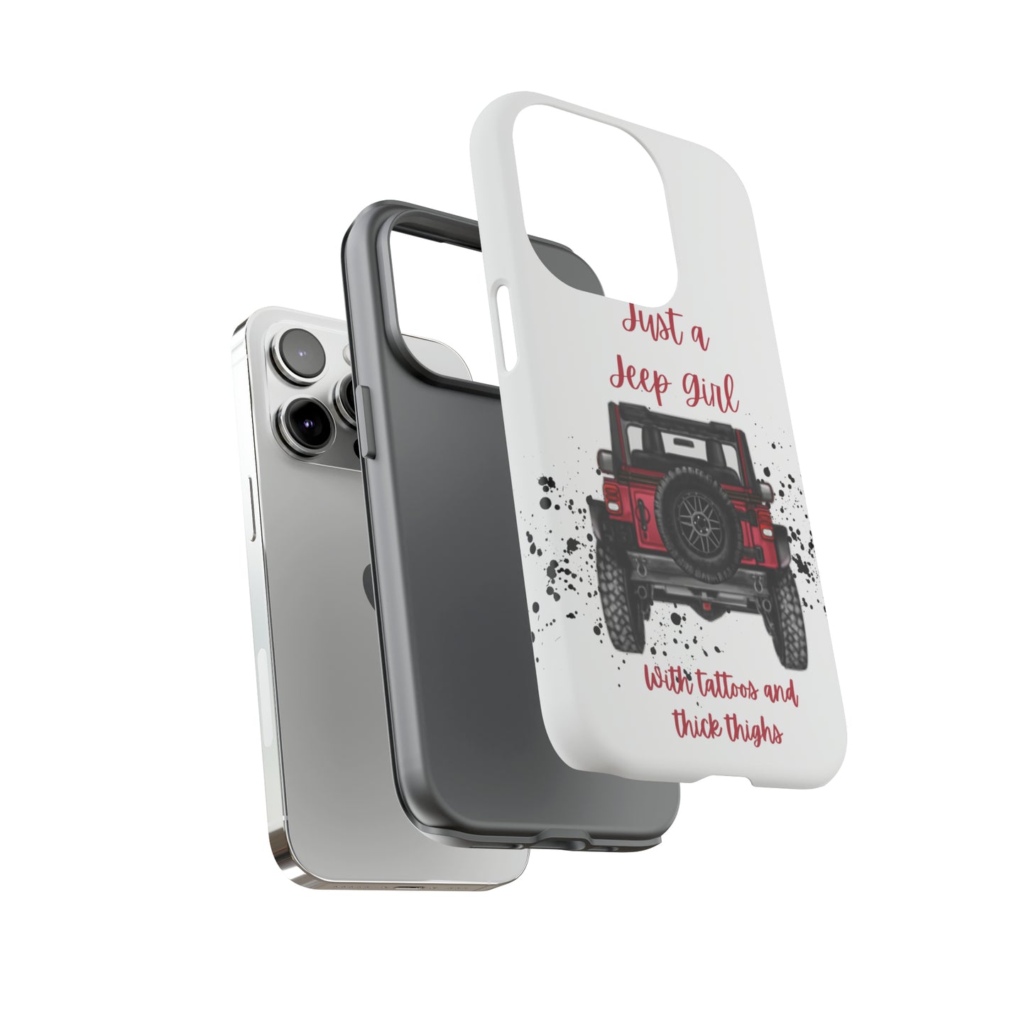 Off Road Girl with Tattoos and Thick Thighs Red Protective Phone Case