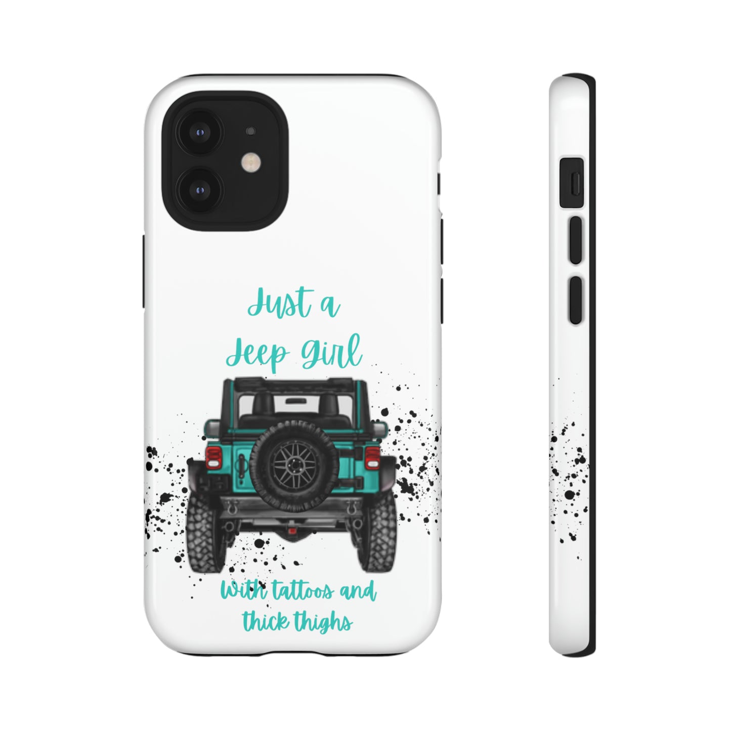 Off Road Girl with Tattoos and Thick Thighs Turquoise Protective Phone Case