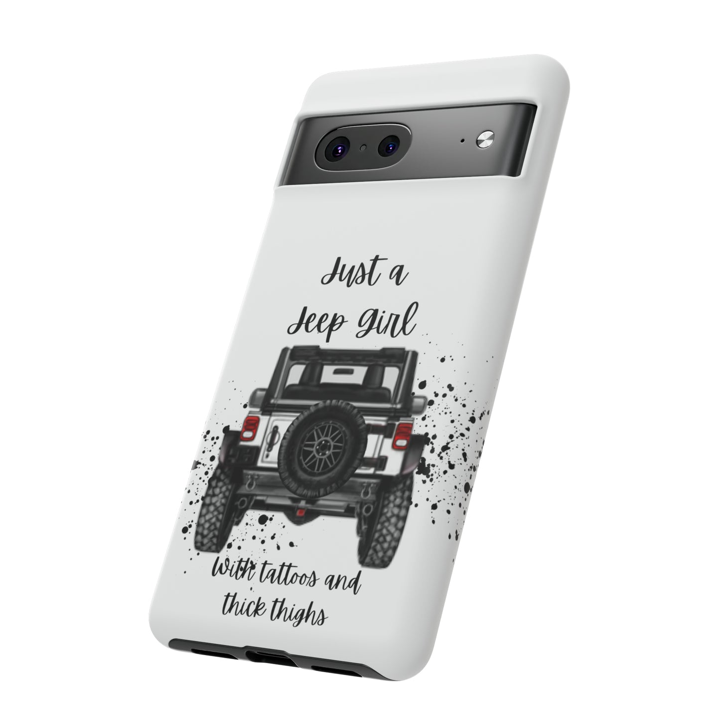 Off Road Girl with Tattoos and Thick Thighs Black Protective Phone Case