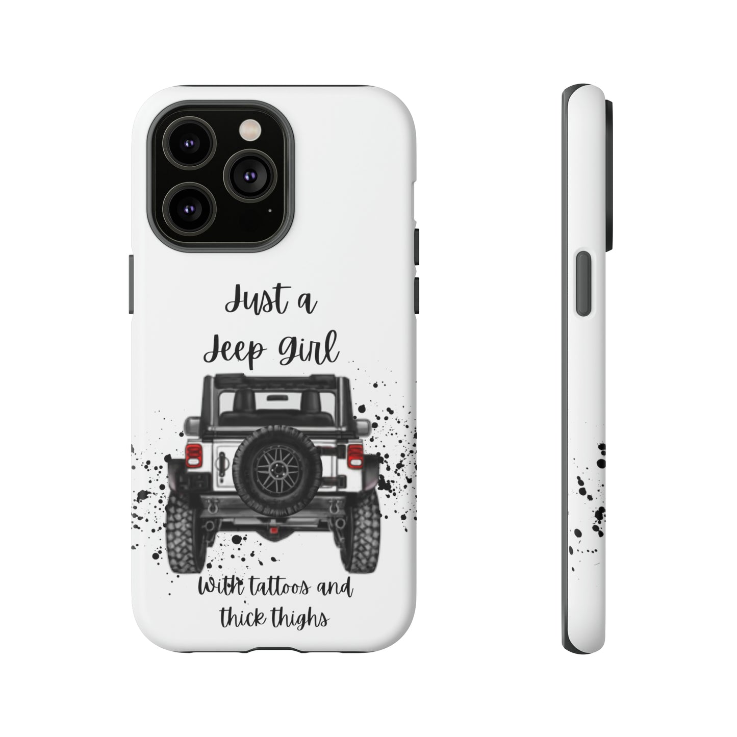 Off Road Girl with Tattoos and Thick Thighs Black Protective Phone Case