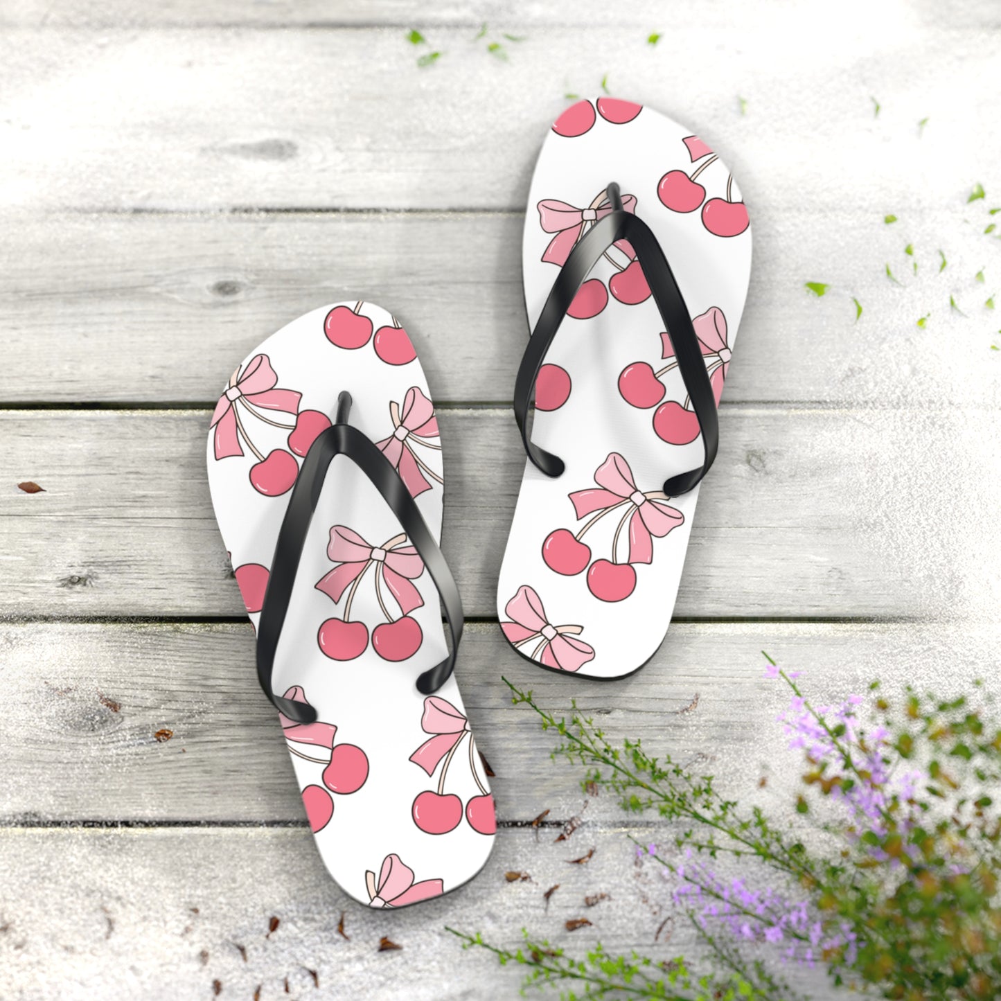 Cherry Bow Flip Flops