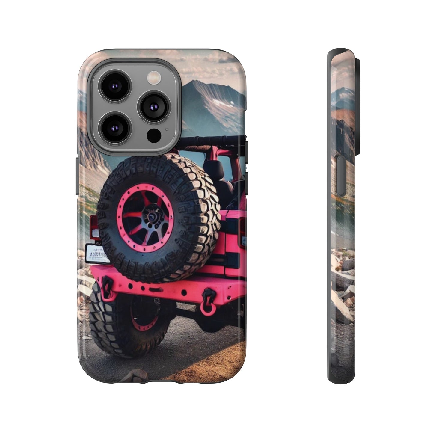 Pink Jeep Tire Protective Phone Case