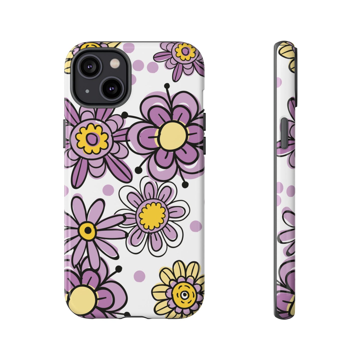 Purple Flowers Protective Phone Case