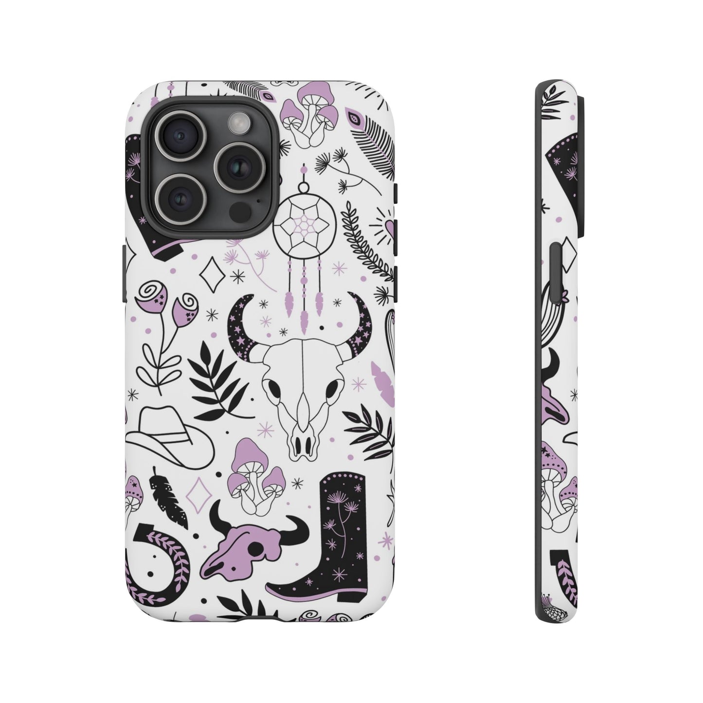 Purple and Black Western Protective Drop Proof Case Iphone, Samsung and Google phones